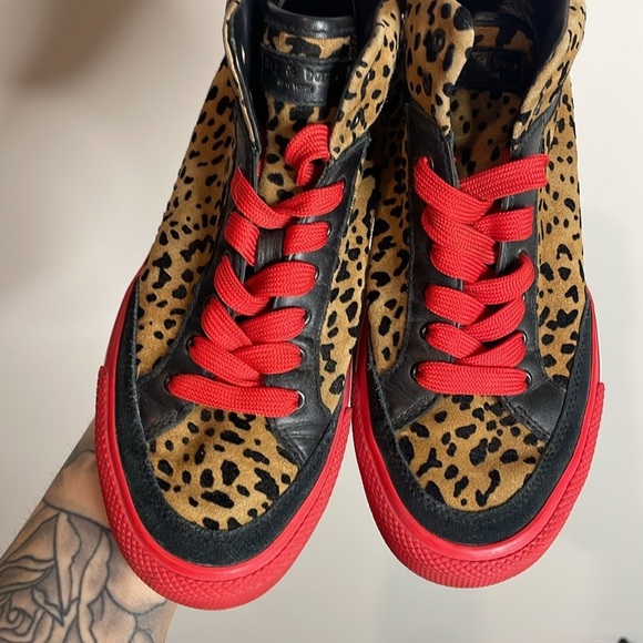 Rag & Bone | Women’s Army High Top Leopard Print Red Detail Sneakers Size 8 - Picture 4 of 9